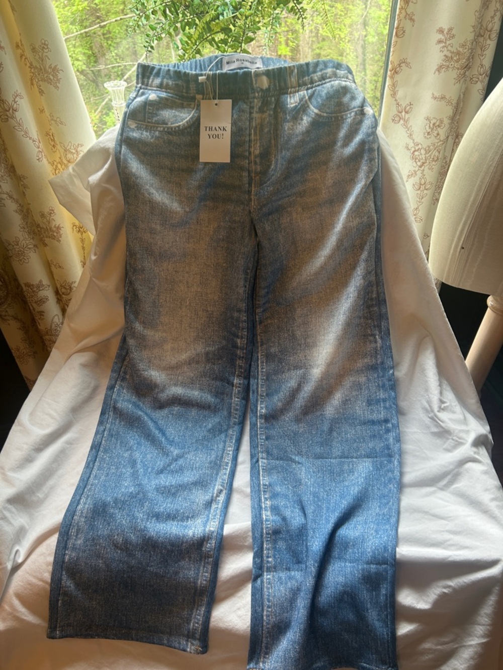 Mila Rosabella Light Wash Straight Leg Jeans - Blue sweatpant jeans